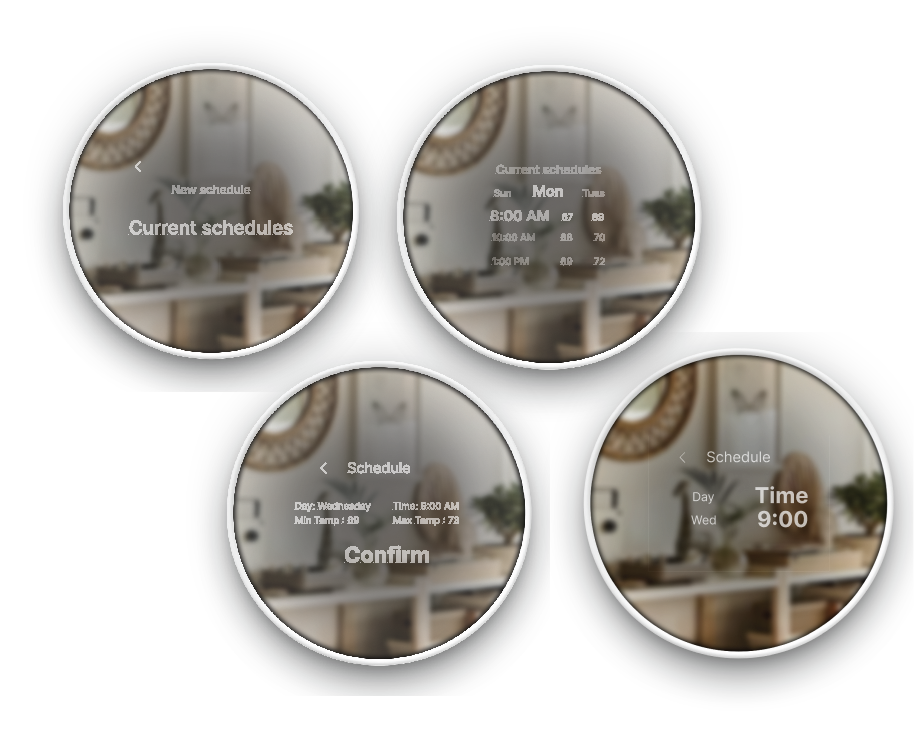 Mid fidelity device wireframes (circular screens)